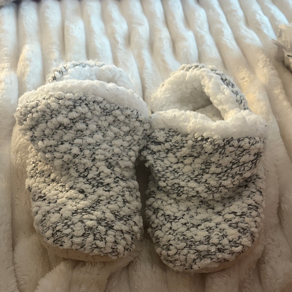 Cozy White and Gray Slippers